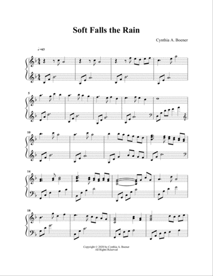 Soft Falls the Rain Harp scores gallery preview page 1