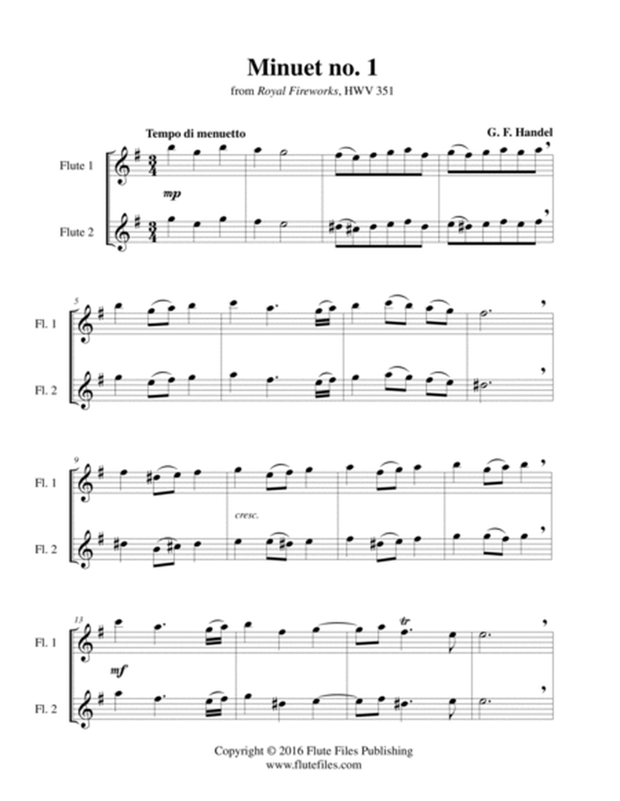Minuet no. 1, HWV 351 - Flute Duet image number null