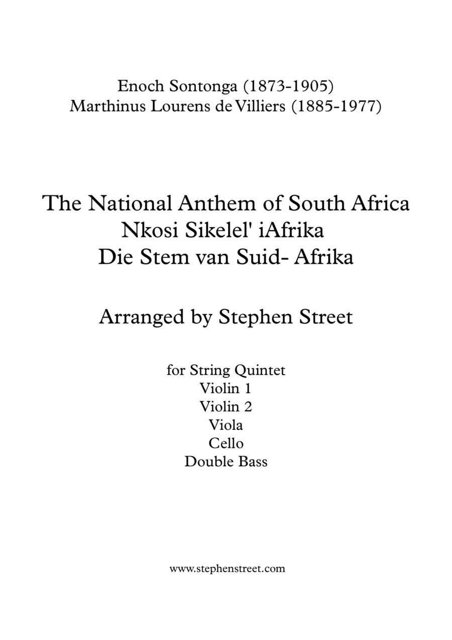 The National Anthem of South Africa, Nkosi Sikelel' iAfrika (String Quintet) String Quintet scores gallery preview page 1
