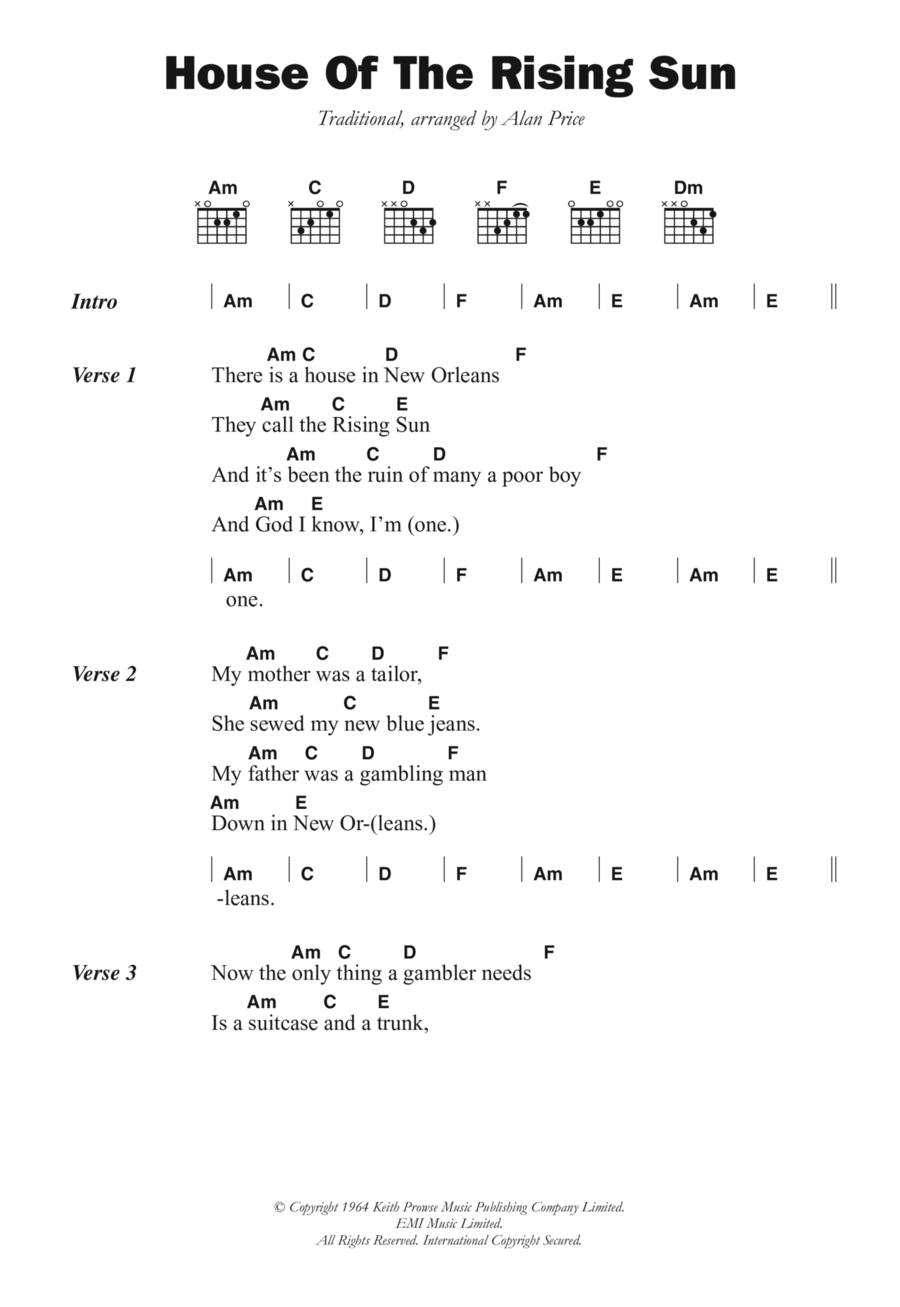 The House Of The Rising Sun Acoustic Guitar scores gallery preview page 1