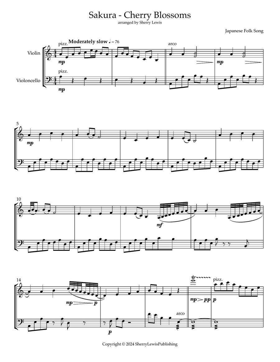 SAKURA - Cherry Blossoms String Duet scores gallery preview page 1