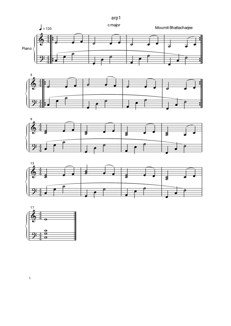 Arp1 in c major Piano Solo scores gallery preview page 1