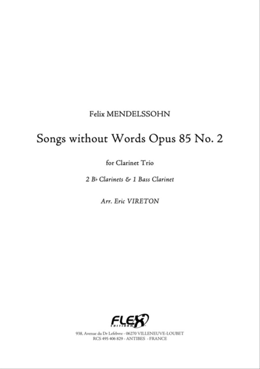 Songs without Words Opus 85 No. 2 Clarinet Trio scores gallery preview page 1
