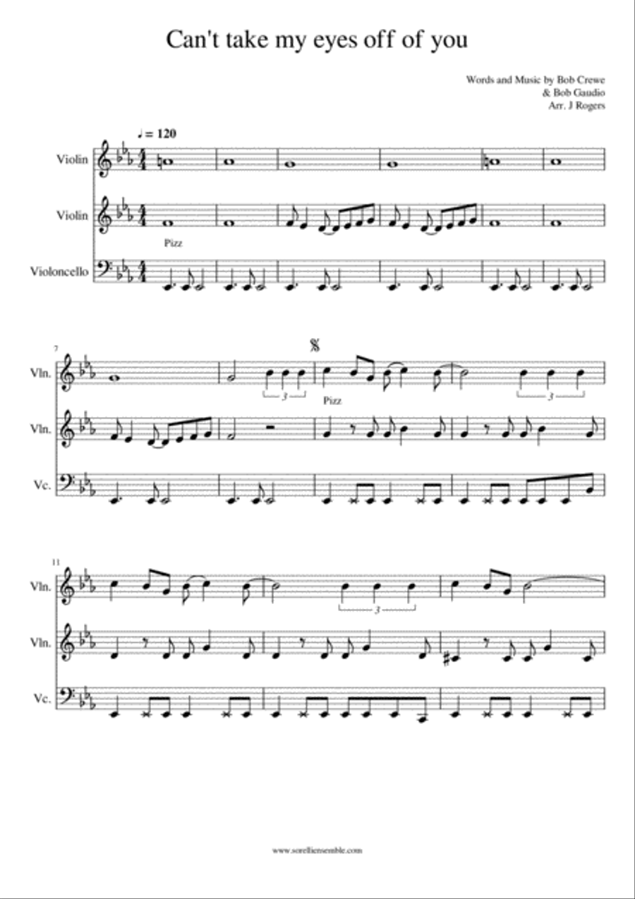 Can't Take My Eyes Off Of You String Trio scores gallery preview page 1