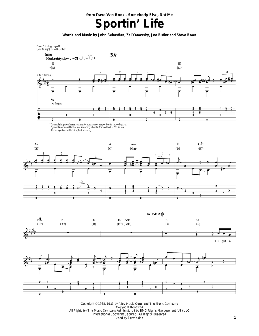 Sportin' Life Acoustic Guitar scores gallery preview page 1