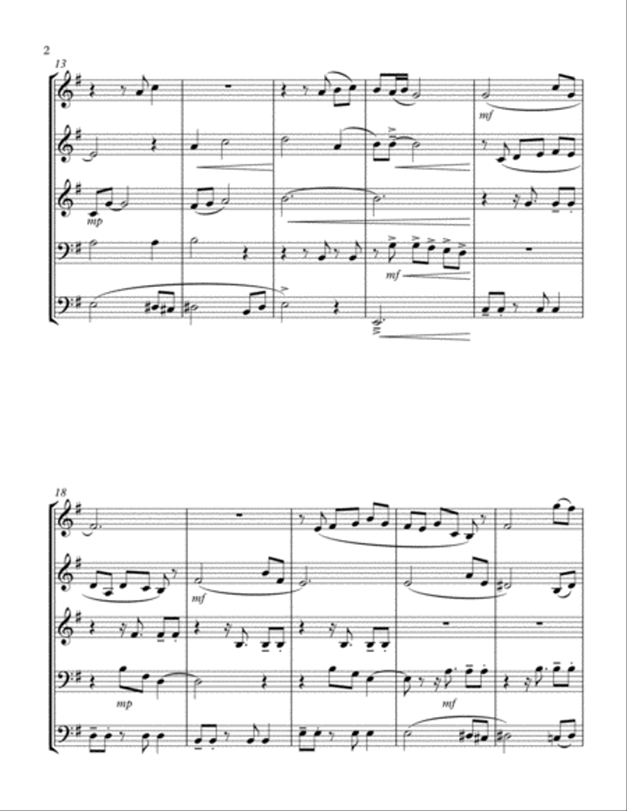 Mexican traditional Folk Pop: POR TI (by Oscar Chávez) for Brass Quintet arr. Martín Hernández S Brass Quintet scores gallery preview page 2