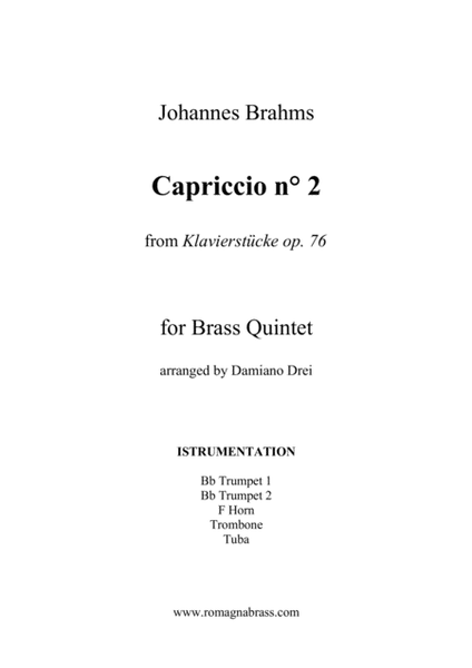 Brahms - Capriccio op. 76 n. 2 for Brass Quintet image number null