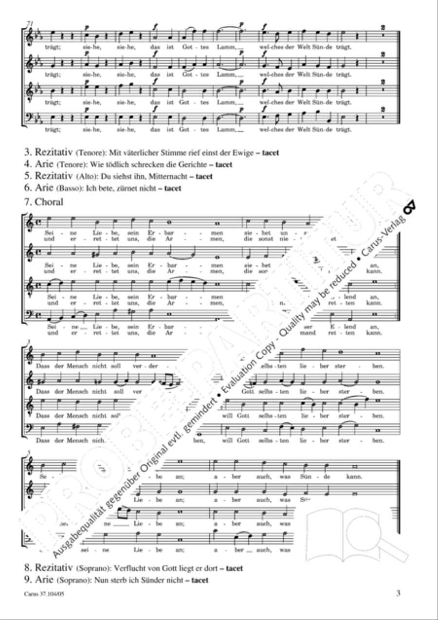 Ein Lammlein geht und tragt die Schuld 4-Part scores gallery preview page 4