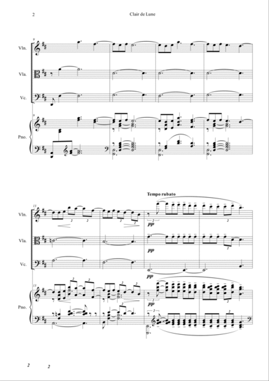 Clair de Lune in D Piano Quartet scores gallery preview page 2