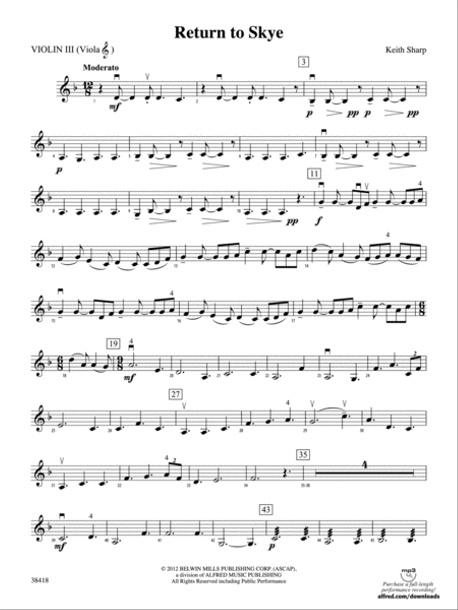 Return to Skye: 3rd Violin (Viola [TC]) String Orchestra scores gallery preview page 1
