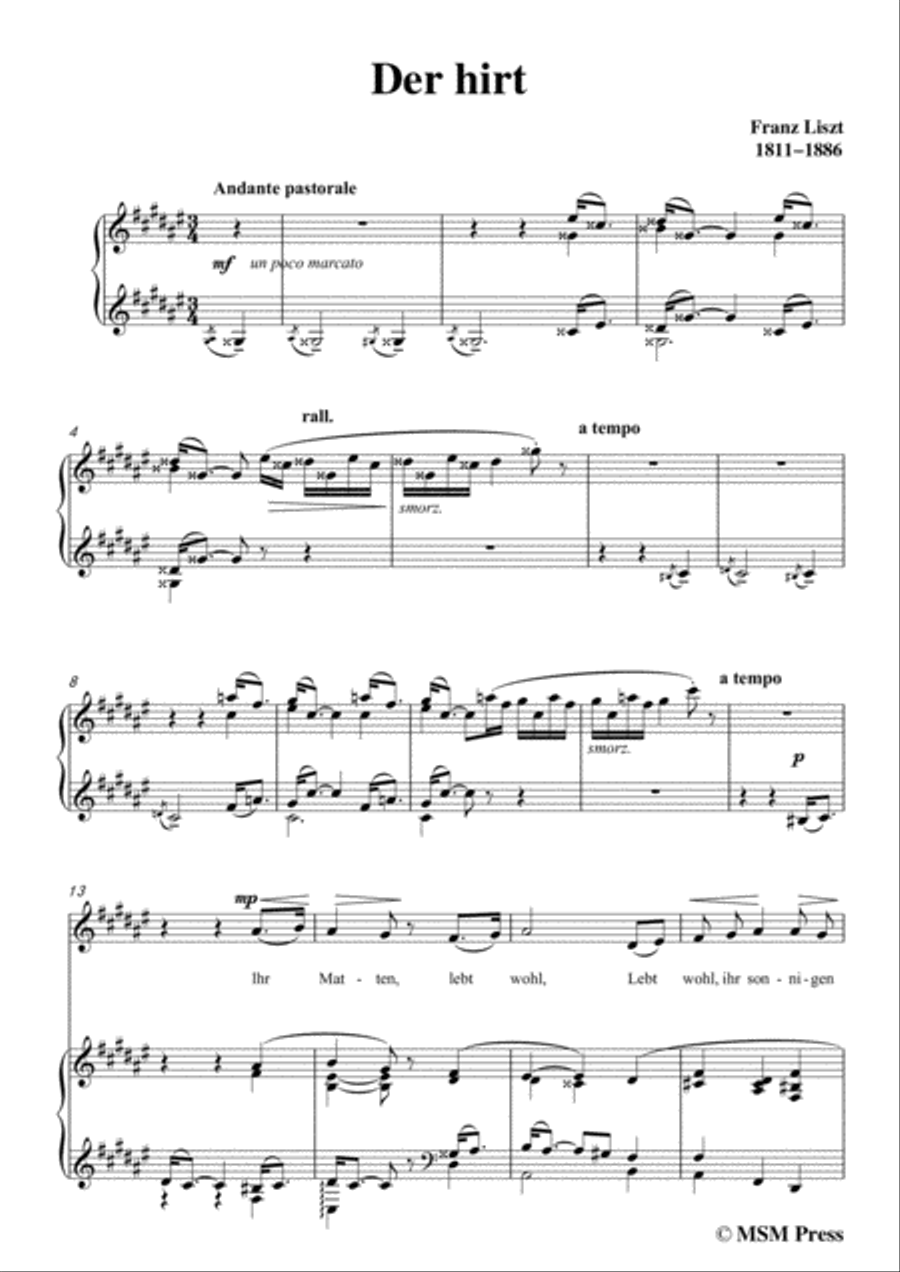 Liszt-Der hirt in F sharp Major,for Voice and Piano Voice Solo scores gallery preview page 3