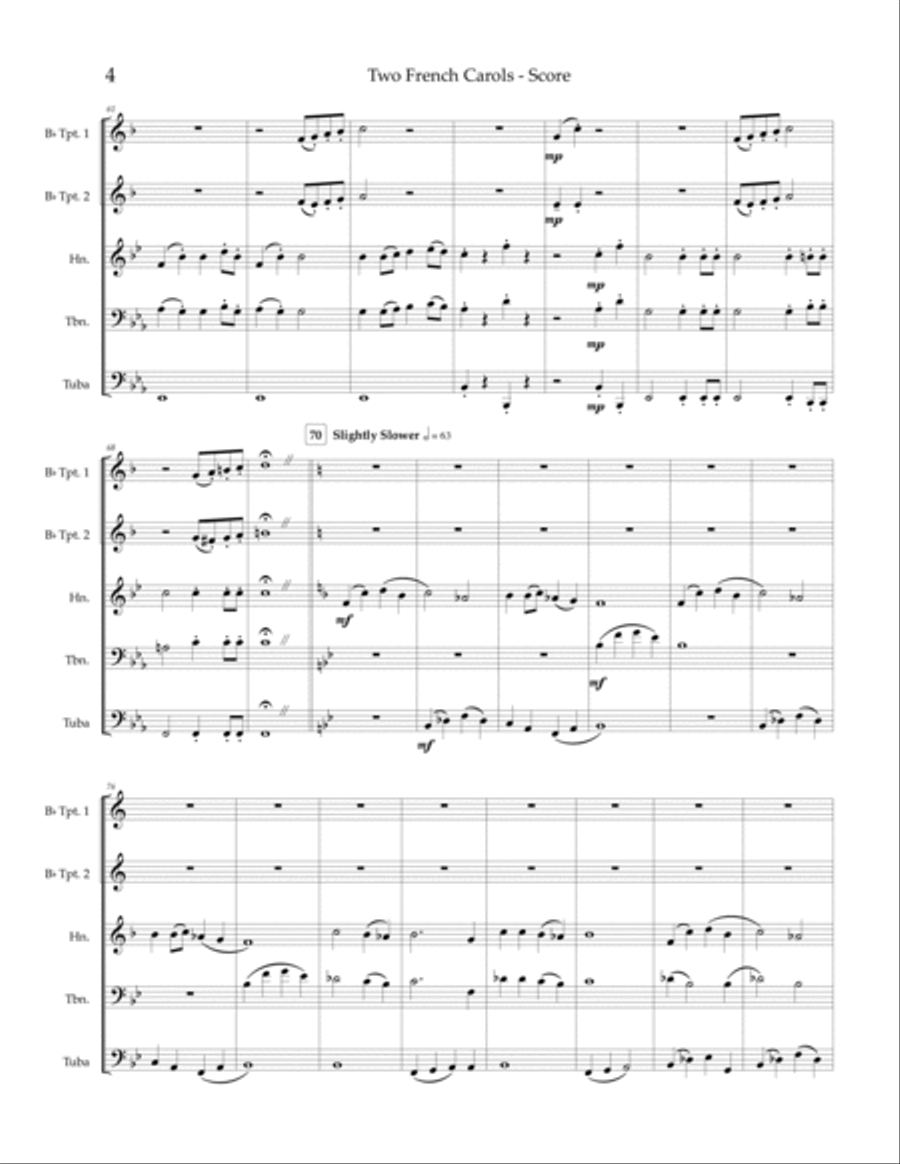 Two French Carols - brass quintet Brass Quintet scores gallery preview page 6