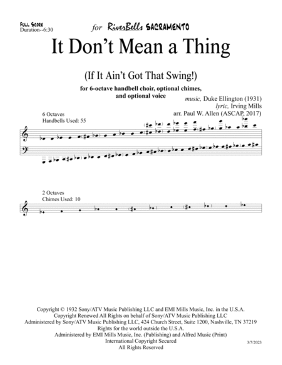 It Don't Mean A Thing (if It Ain't Got That Swing) Handbell Choir scores gallery preview page 2