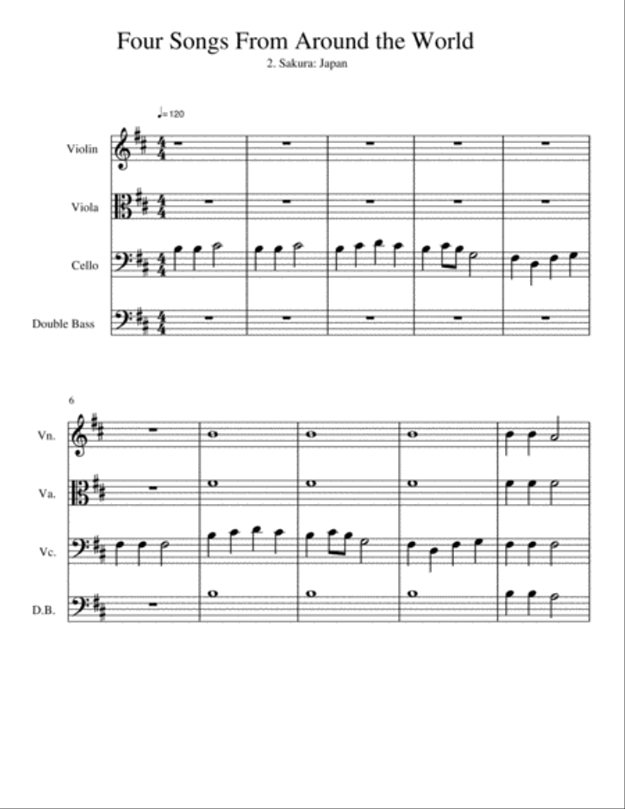 Four Songs from Around the World String Quartet scores gallery preview page 4