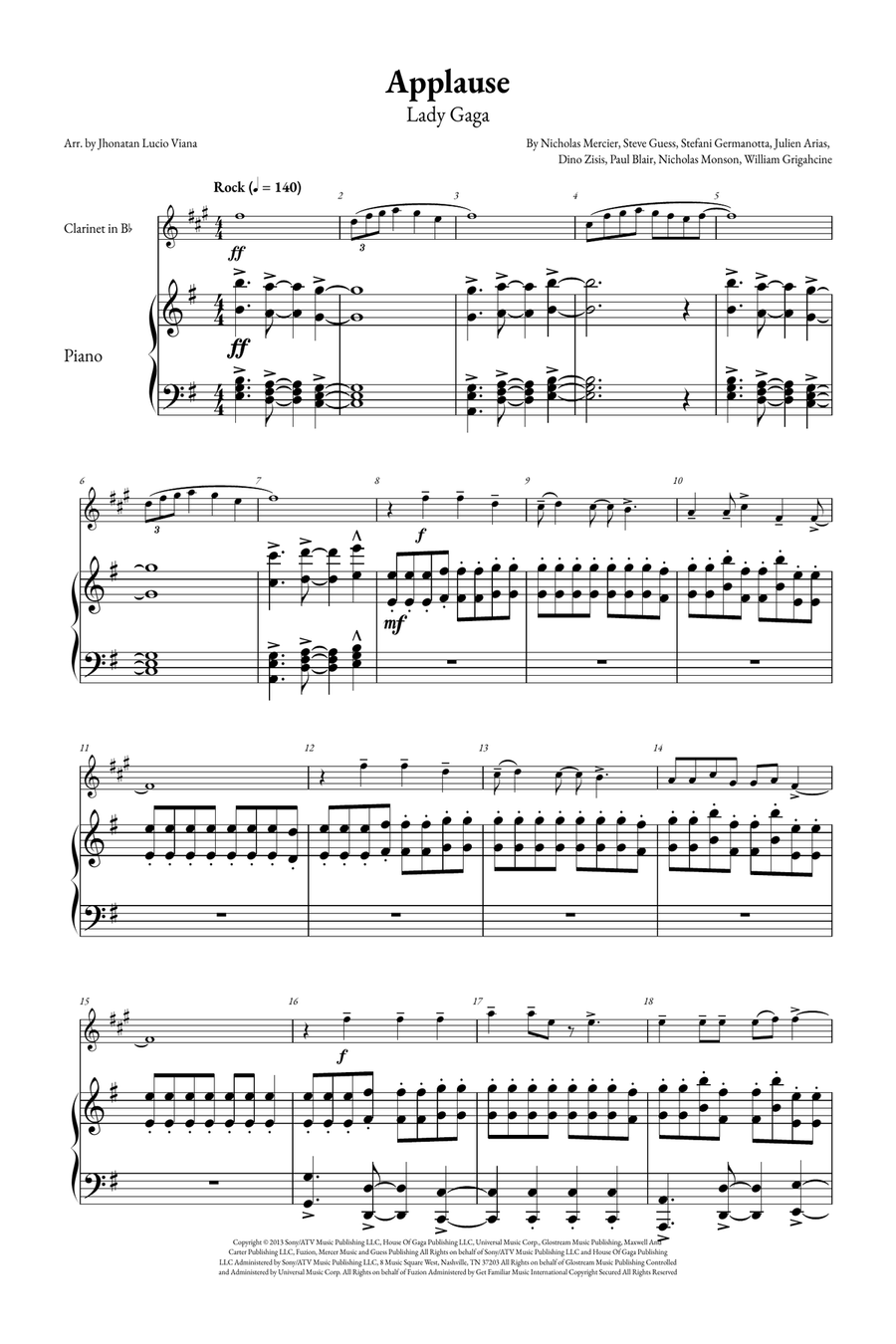 Applause B-Flat Clarinet scores gallery preview page 1