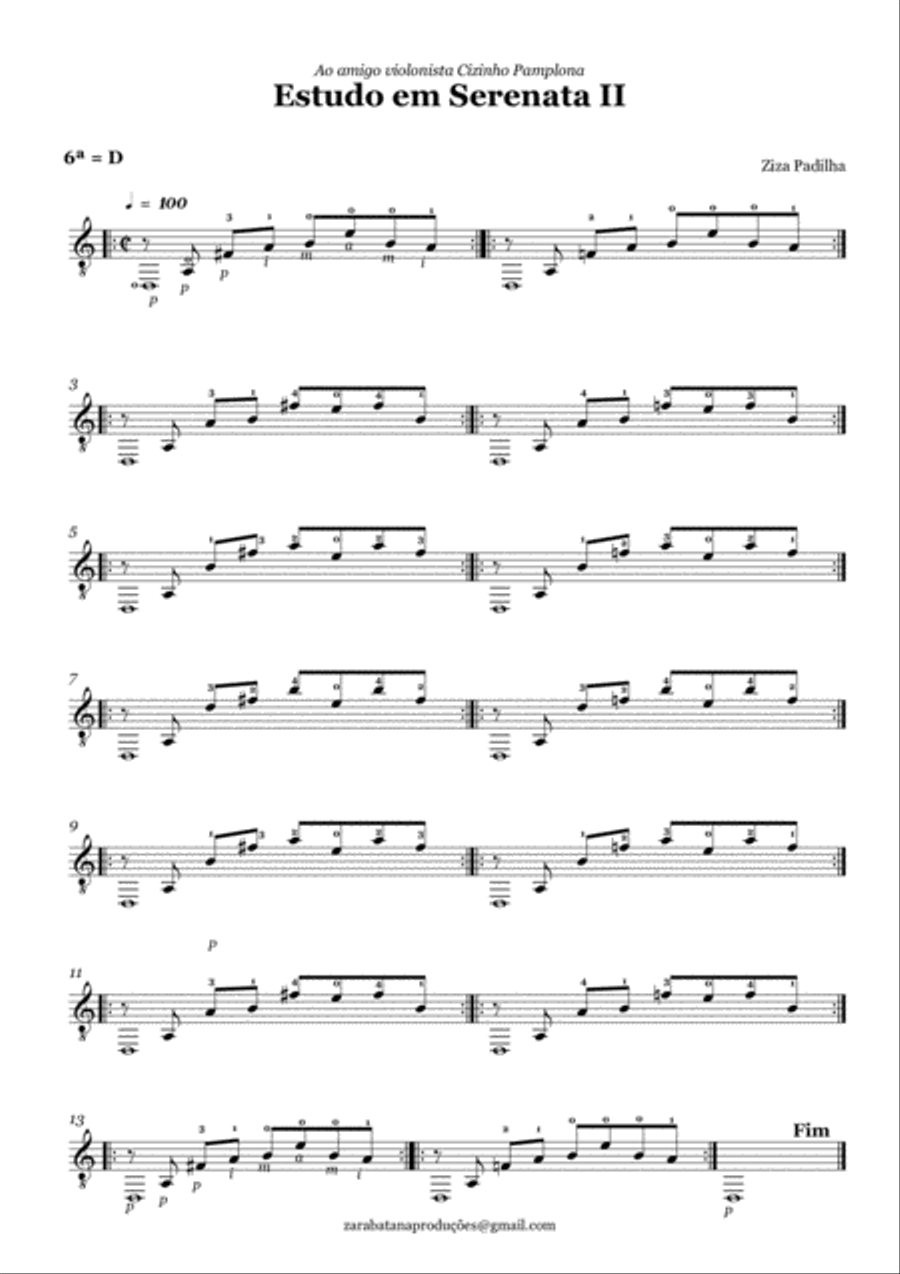 XII Estudos em Serenata - Ziza Padilha Electric Guitar scores gallery preview page 3