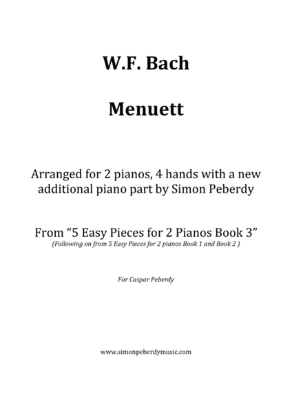 Menuett (W.F. Bach) for 2 pianos (additional piano part by Simon Peberdy). Easy music for 2 pianos image number null