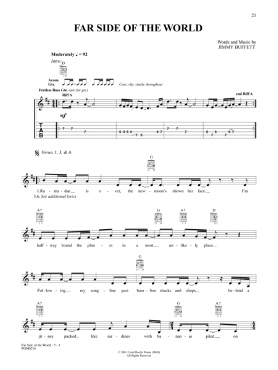Far Side of the World Far Side of the World Guitar Tablature scores gallery preview page 1