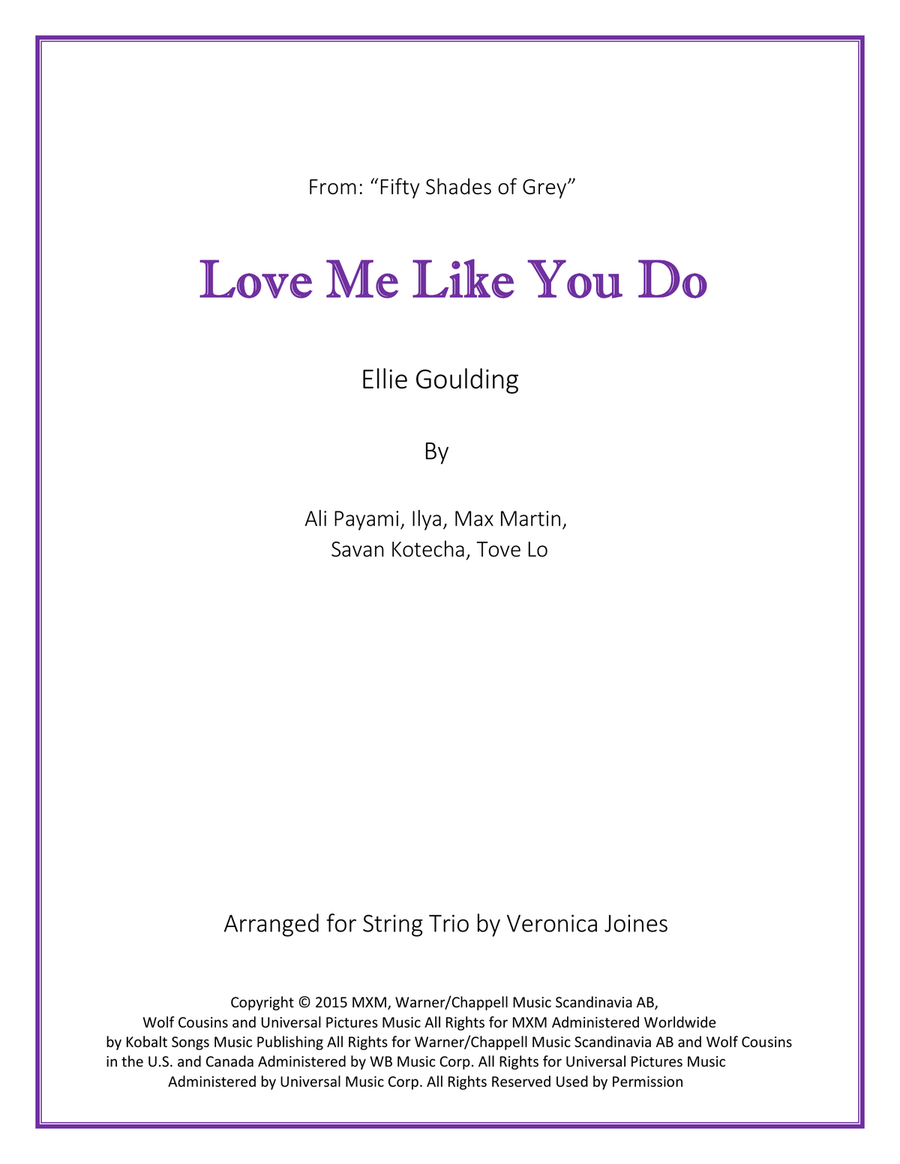 Love Me Like You Do String Trio scores gallery preview page 1