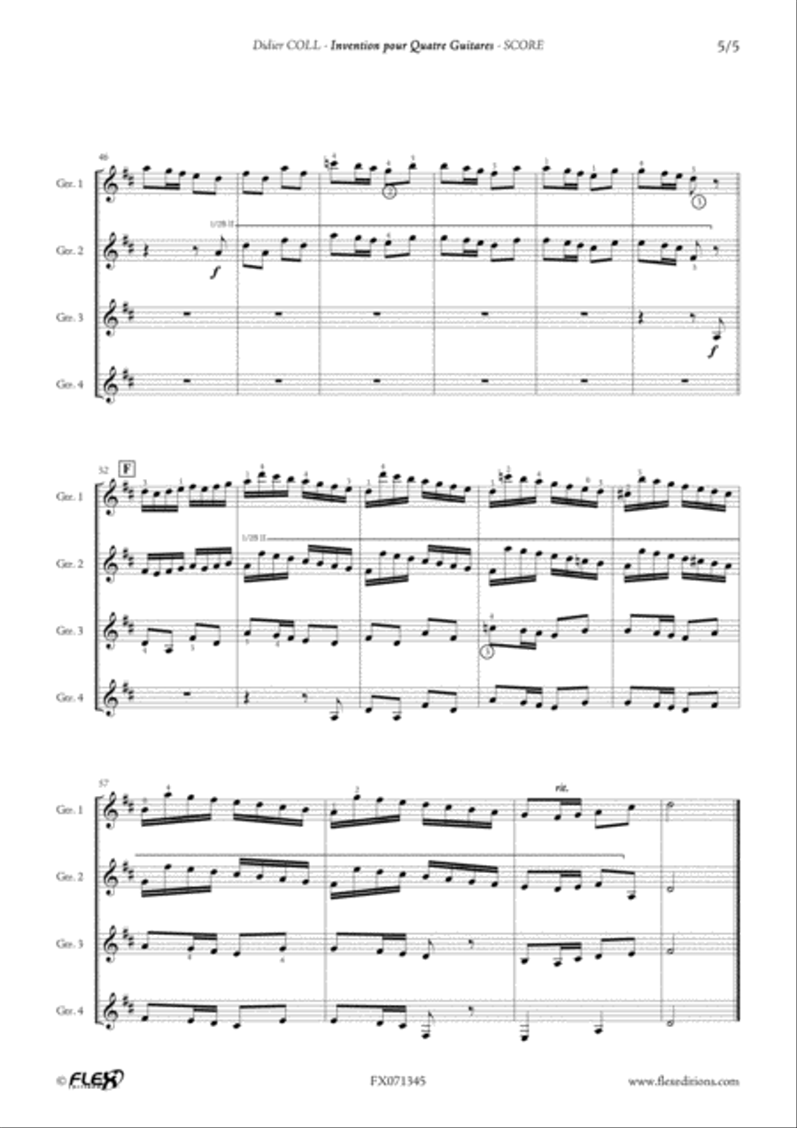 Invention for 4 Guitars Invention for 4 Guitars Guitar Ensemble scores gallery preview page 5
