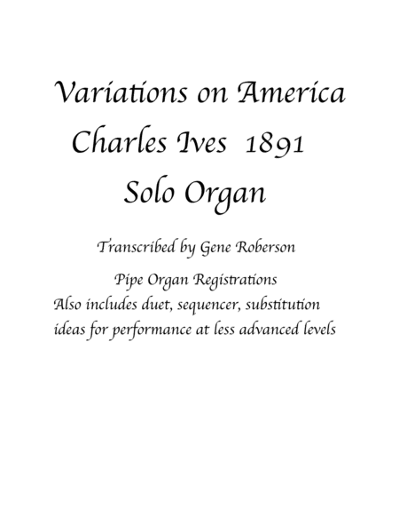 Variations on America Organ Solo by Ives