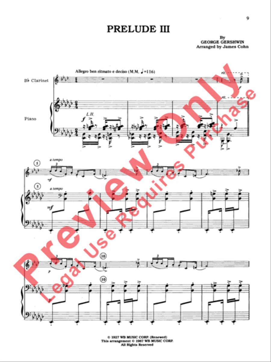 Gershwin Preludes Small Ensemble scores gallery preview page 10