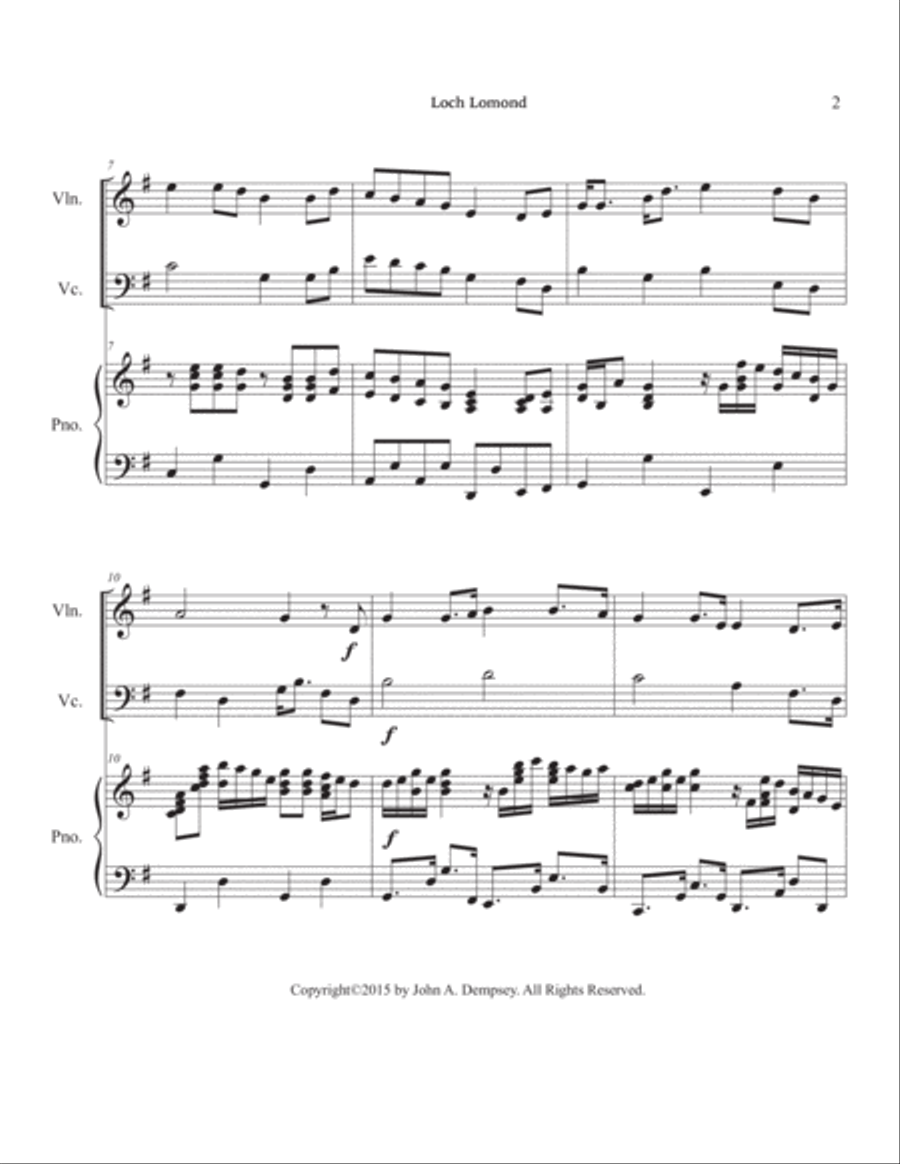 Loch Lomond (Piano Trio): Violin, Cello and Piano image number null