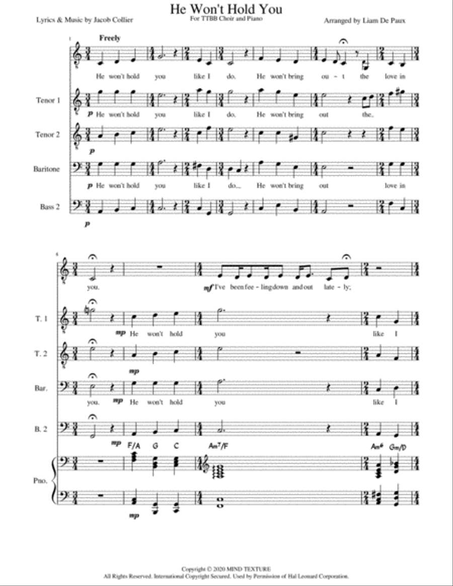 He Won't Hold You (original Version) TTBB scores gallery preview page 1
