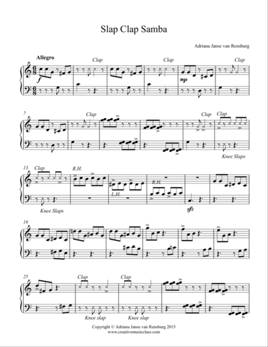 Slap Clap Samba Piano Solo scores gallery preview page 1