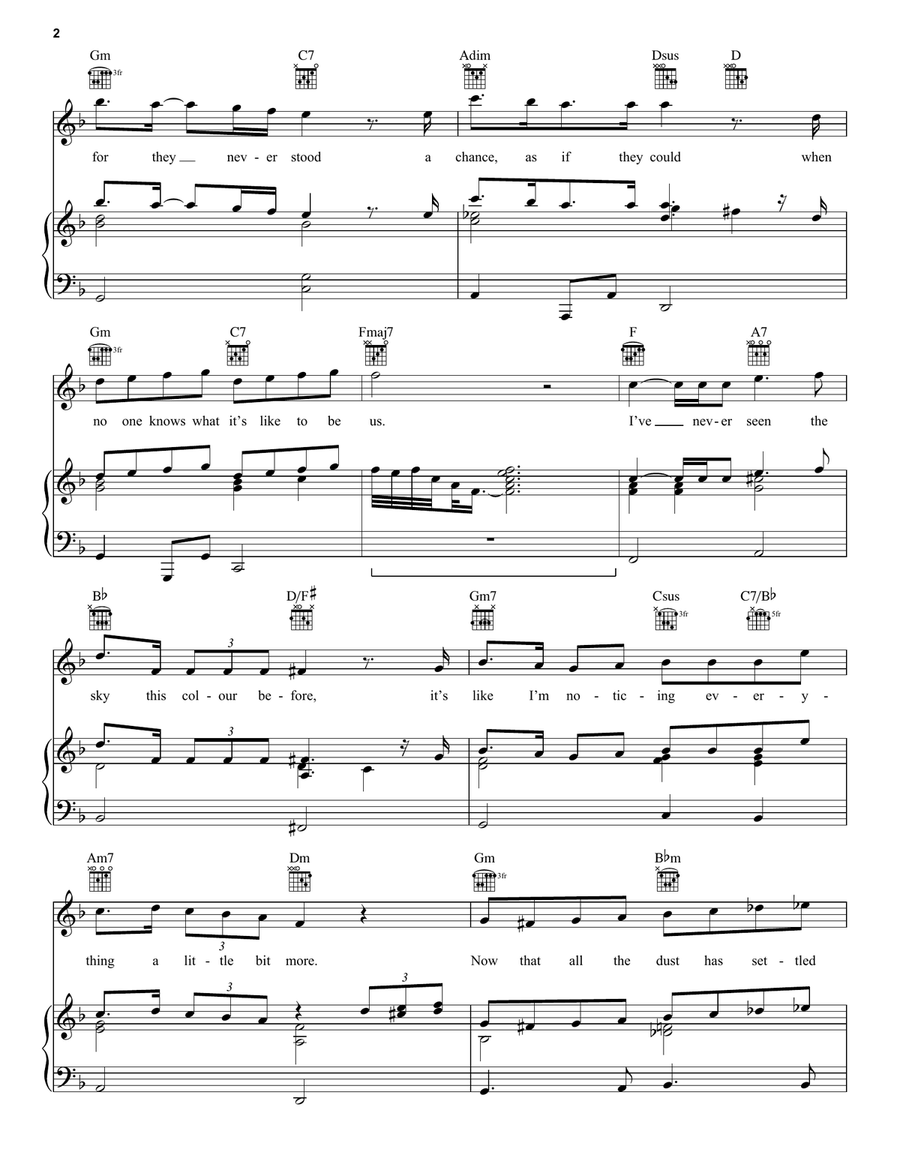 Strangers By Nature Piano, Vocal, Guitar scores gallery preview page 2