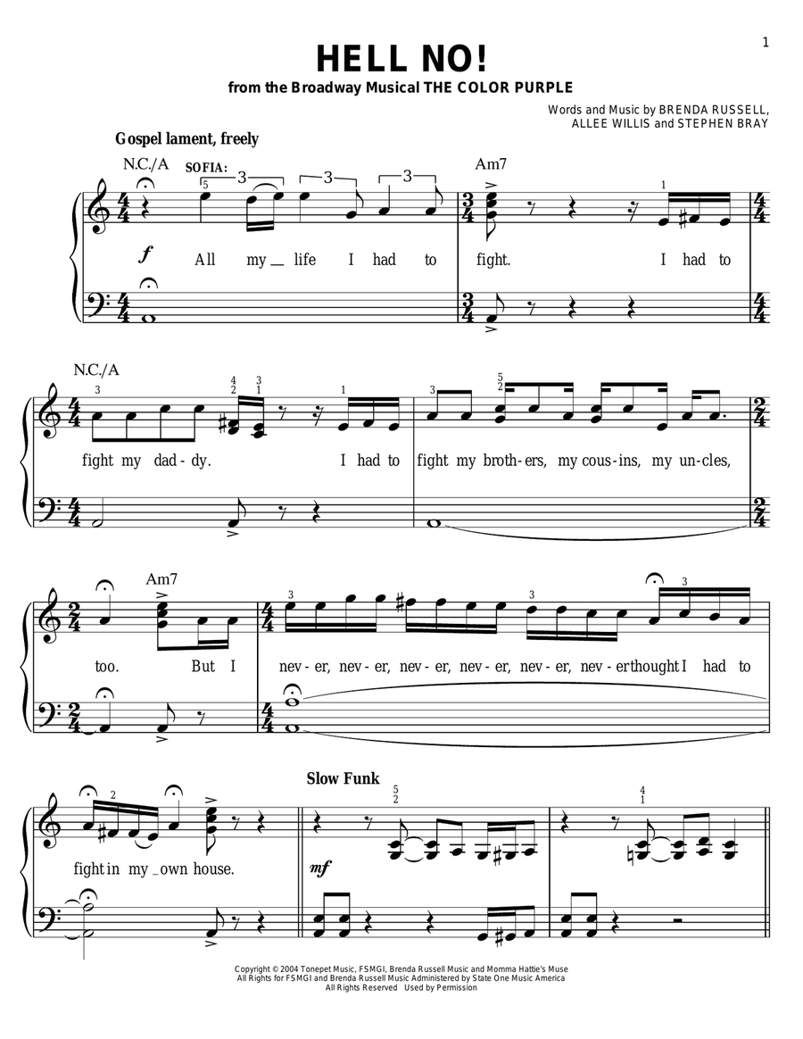 Hell No! Hell No! Voice scores gallery preview page 1