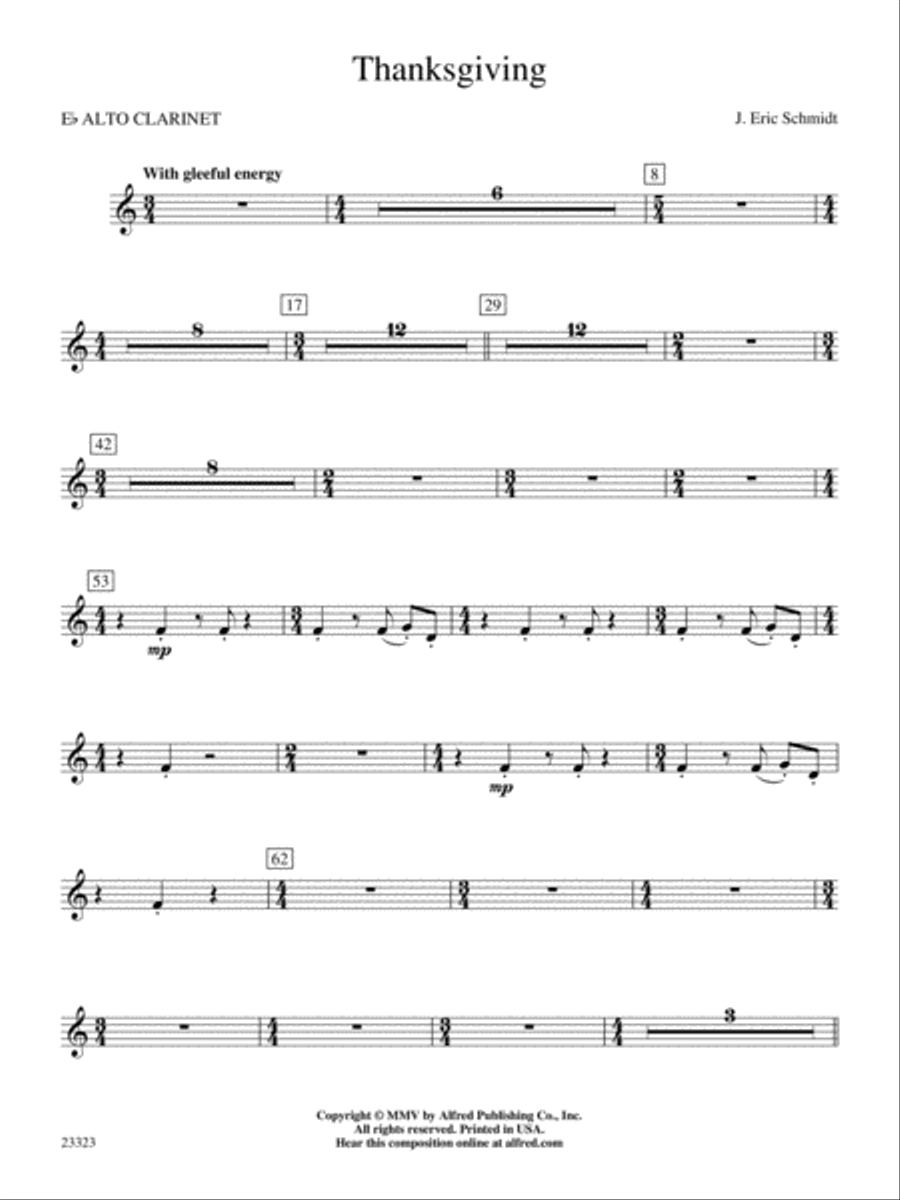 Thanksgiving: E-flat Alto Clarinet Concert Band scores gallery preview page 1