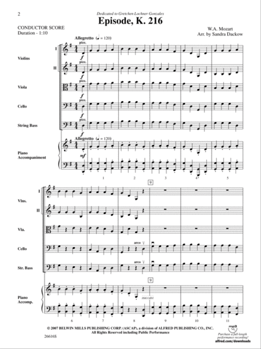 Episode, K. 216: Score String Orchestra scores gallery preview page 2