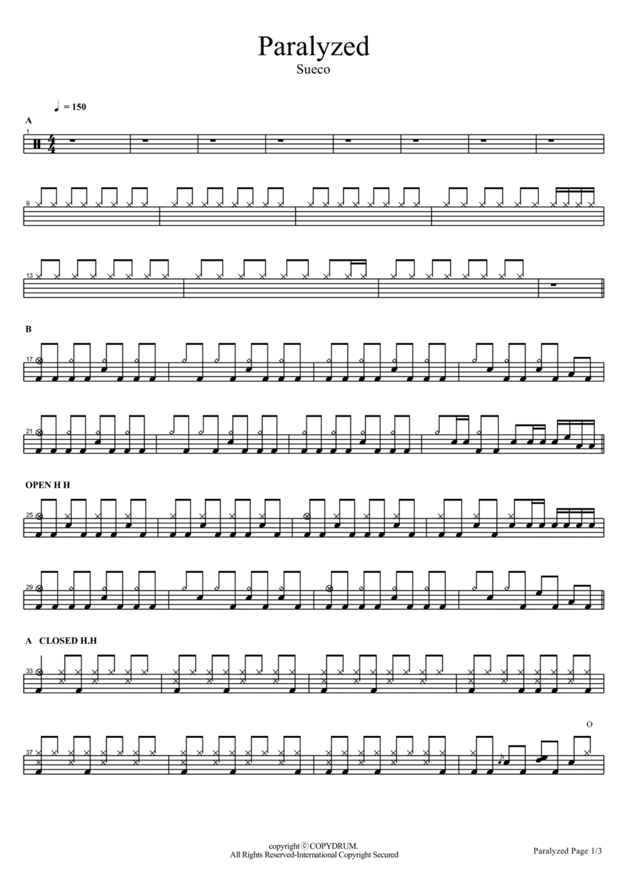 Paralyzed Drum Set scores gallery preview page 1