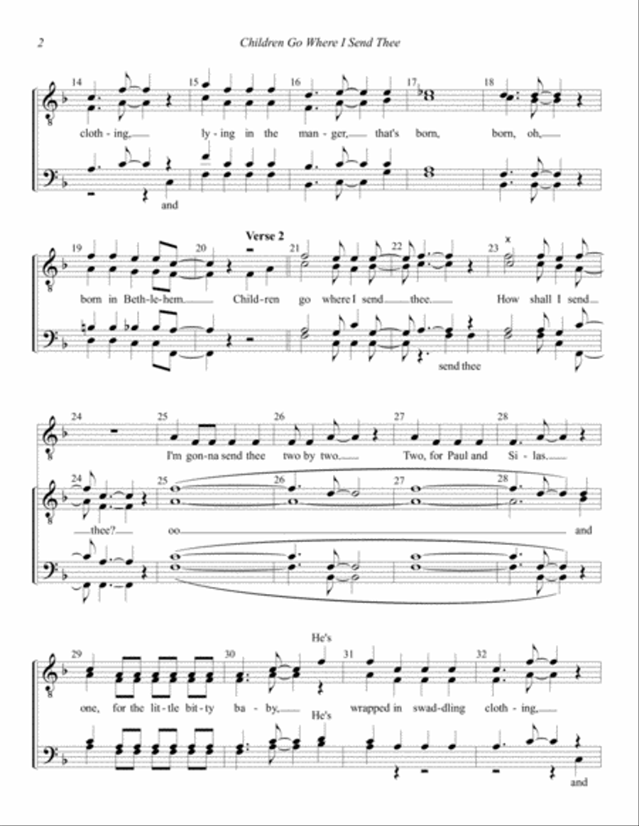Children Go Where I Send Thee TTBB scores gallery preview page 2