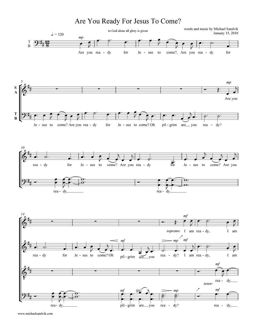 Are You Ready? 4-Part scores gallery preview page 1