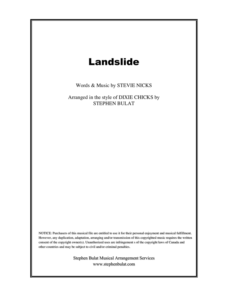 Landslide Piano, Vocal scores gallery preview page 1