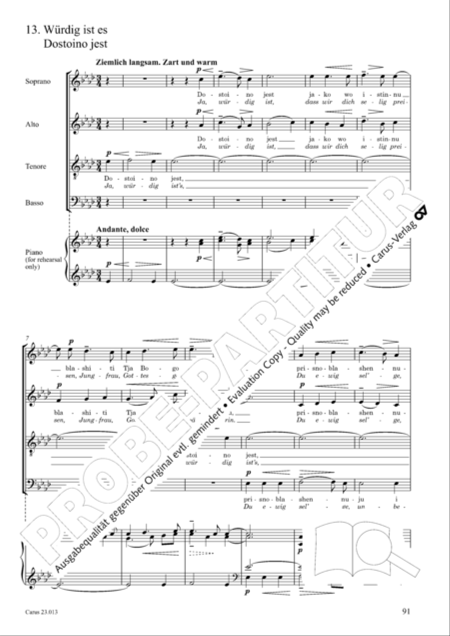 Liturgy of St. John Chrysostom op. 31 for mixed choir a cappella (Chrysostomos-Liturgie op. 31 fur Chor a cappella mit singbarem deutschem Text)