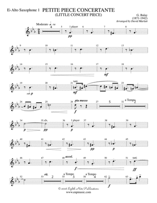 Petite Piece Concertante (Little Concert Piece) (Solo Cornet and Concert Band): E-flat Alto Saxophone