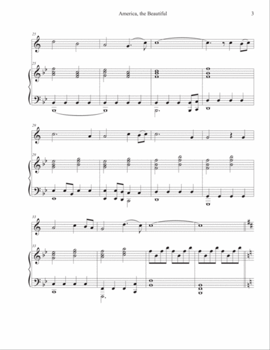 America, the Beautiful (Clarinet-Piano) Clarinet Solo scores gallery preview page 3