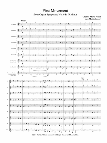 First Movement from Organ Symphony No. 6 for Clarinet Choir image number null