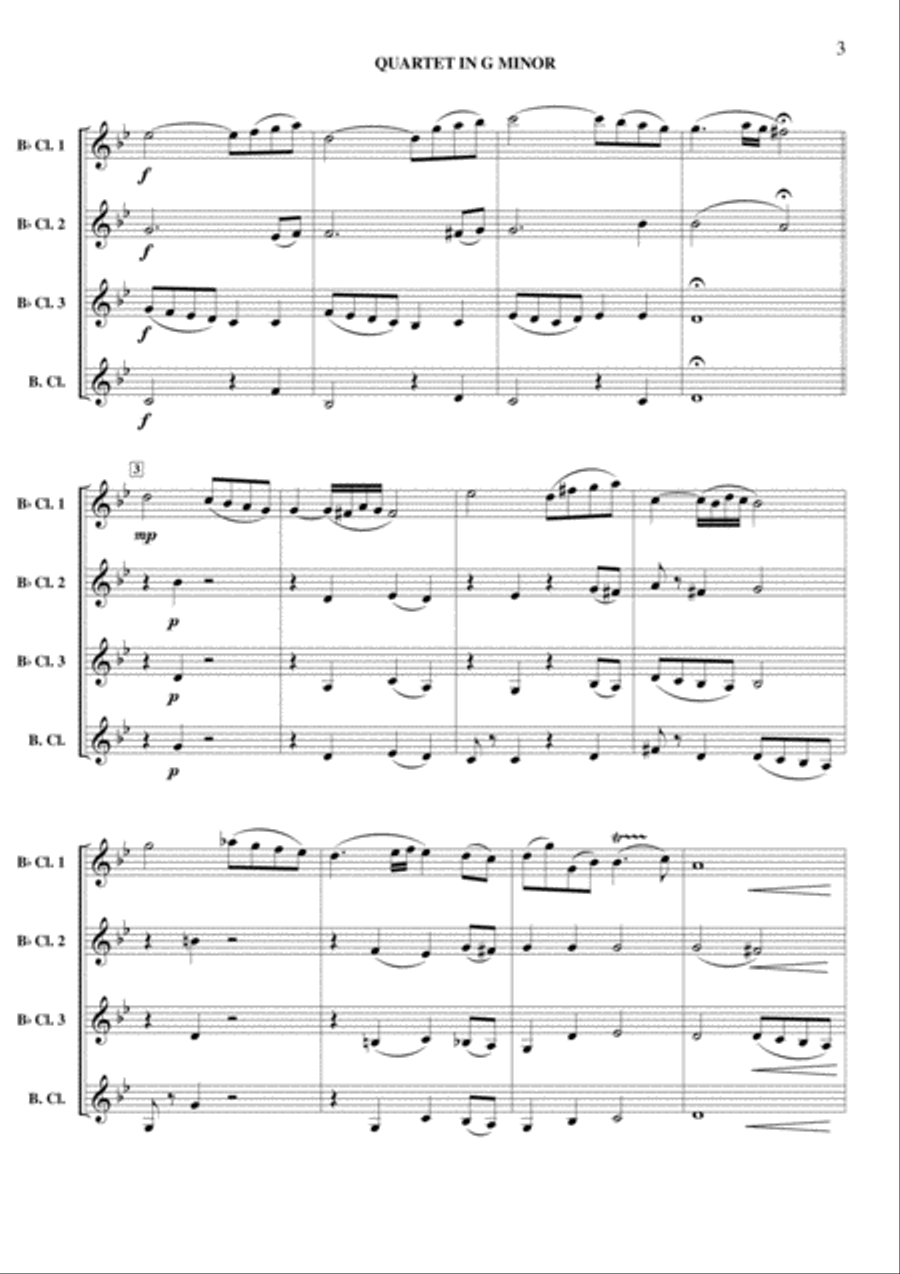 Quartet in G Minor Clarinet Quartet scores gallery preview page 4