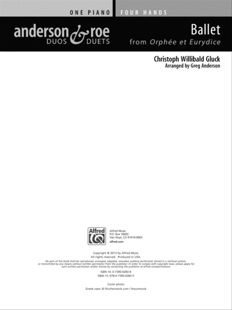 Book cover for Ballet from Orphée et Eurydice - Piano Duet (1 Piano, 4 Hands)