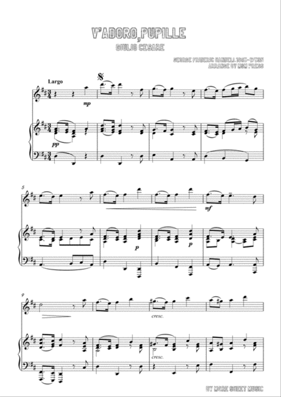 Handel-V'adoro,pupille,for Violin and Piano Violin Solo scores gallery preview page 3