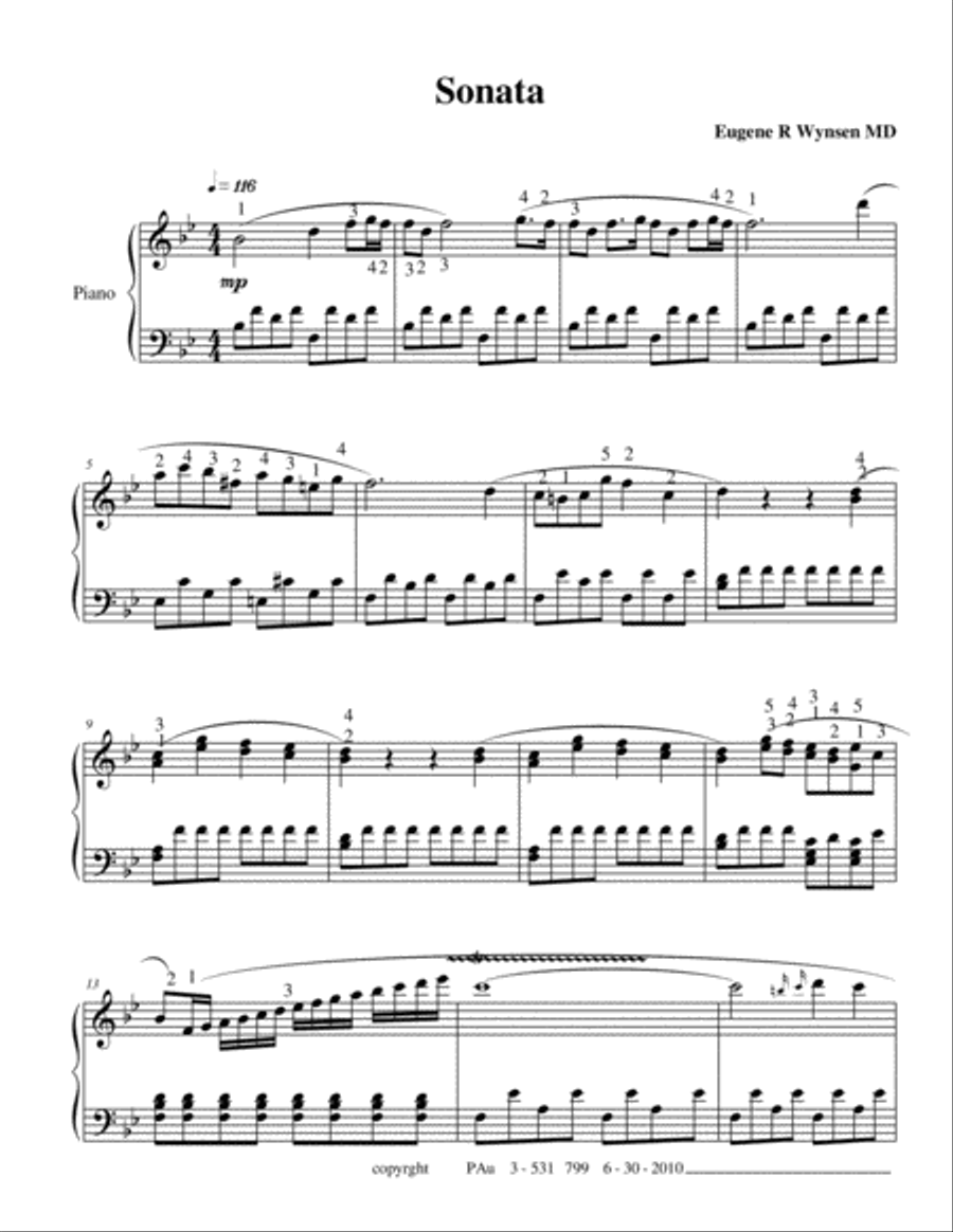Sonata in B Flat For piano Piano Solo scores gallery preview page 2