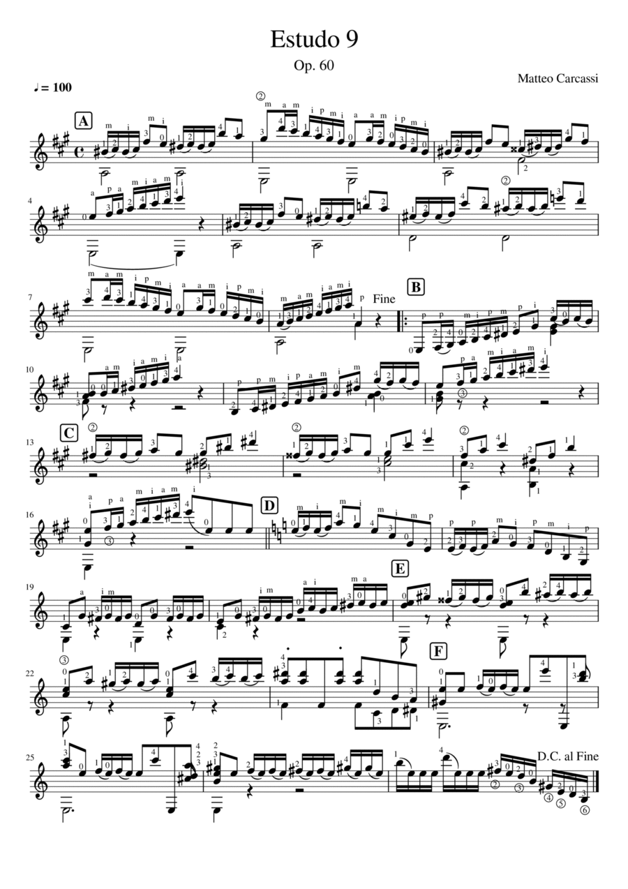 Etude 9 Acoustic Guitar scores gallery preview page 1