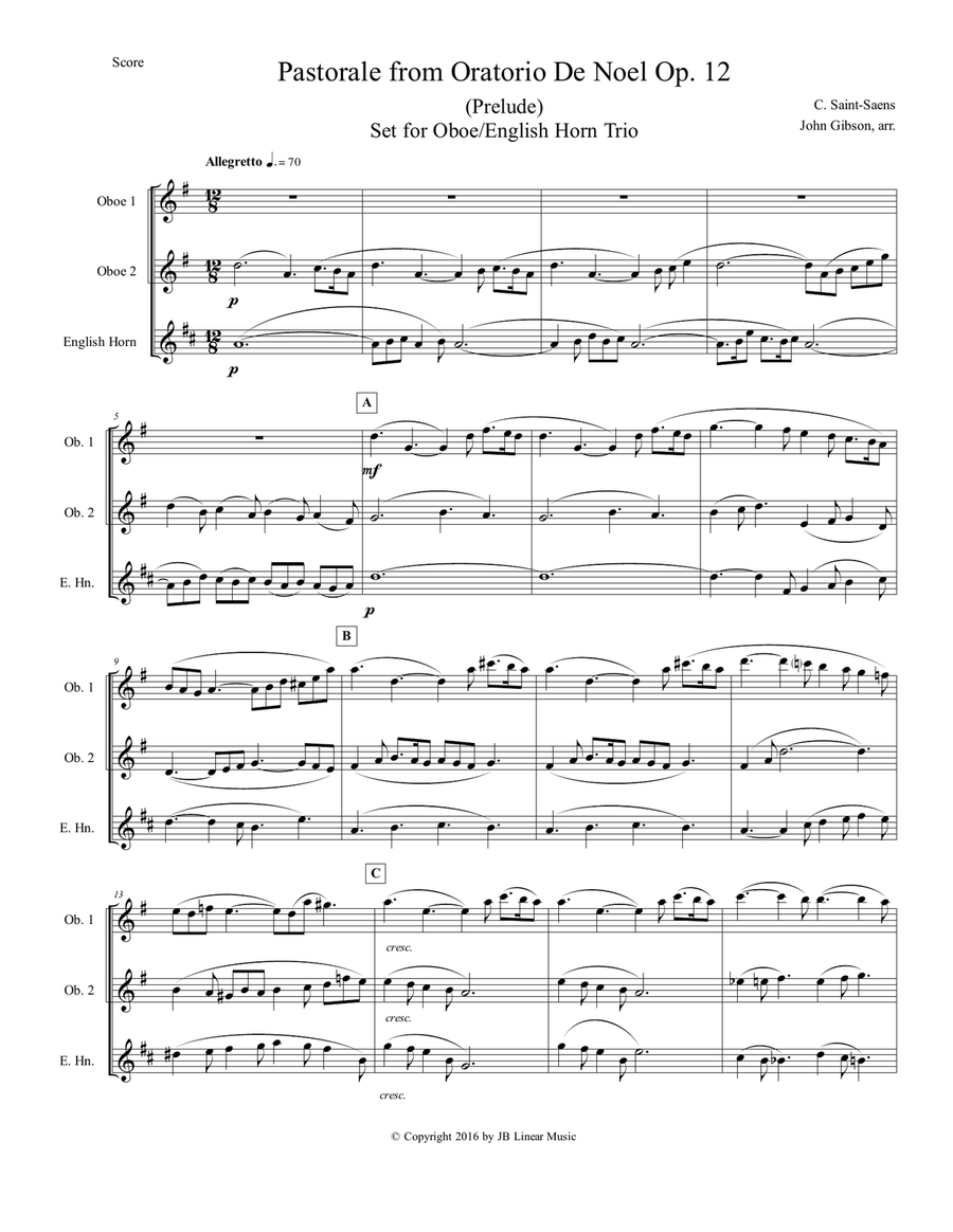 Pastorale from Oratorio De Noel for Oboe/English Horn Trio Woodwind Trio scores gallery preview page 2