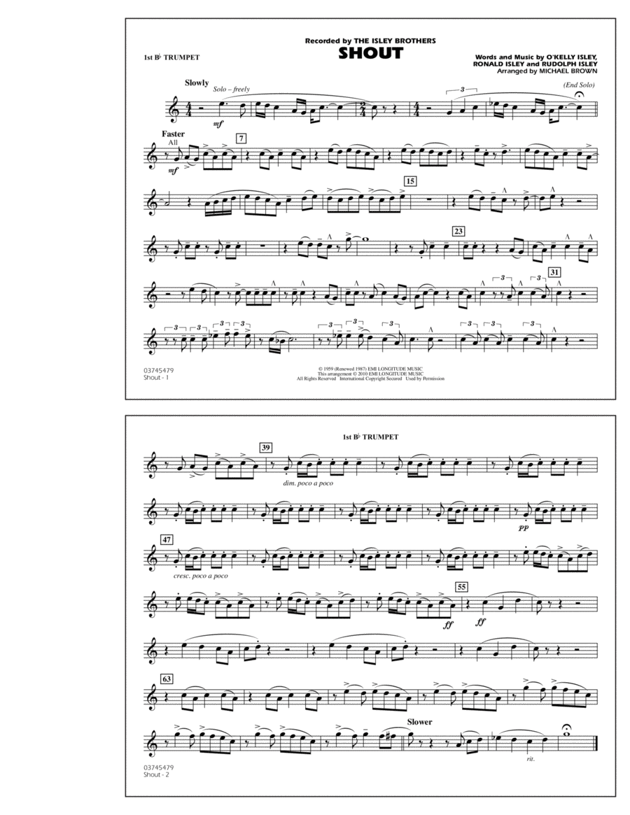 Shout - 1st Bb Trumpet Shout - 1st Bb Trumpet B-Flat Trumpet scores gallery preview page 1