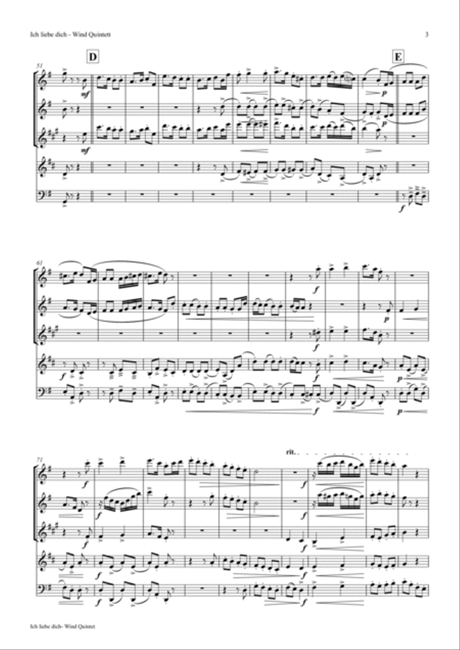 Ich liebe dich - Beethoven goes Polka - Wind Quintet Woodwind Quintet scores gallery preview page 3