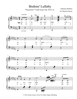 Brahms' Lullaby (Brahms Lullaby, Wiegenlied, Cradle Song, Op. 49 No. 4)
